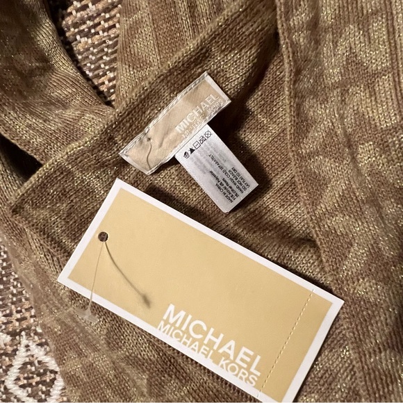 NWT Michael Kors Women's Gold Scarf Wrap Gold Brown Tan - Picture 3 of 7